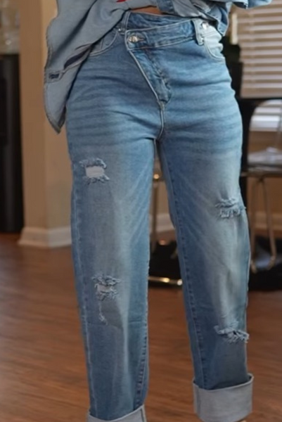 High Waist Crossover Denim w/ Stretch – Kyra Danaya