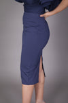 Midi Skirt with High Split (Navy)