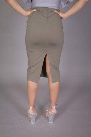 Midi Skirt with High Split (Olive)