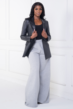 High Waist Wide Leg Sweat Pant (Grey)