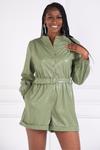 Faux Leather Romper (Green)