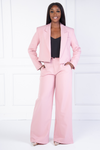 Crop Blazer + Wide Leg Suit Set (Mauve)