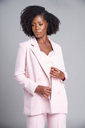 Oversized Double Breasted Blazer (Pastel Pink)