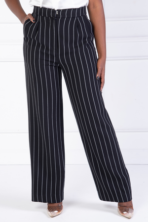 Pinstripe Suit Pant (Black + White)