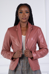 Faux Leather Blazer (Rust)