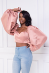 Dramatic Balloon Sleeve Crop (Blush)