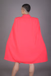 Belted Cape Blazer Dress (Red/Orange)