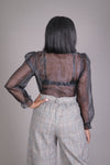 Organza Neck Tie Blouse (Black)