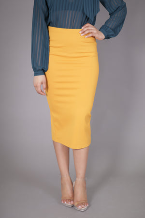 Midi Skirt with High Split (Mustard)