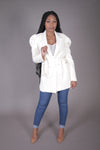 Double Breasted Puff Sleeve Blazer (Cream)