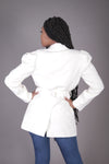 Double Breasted Puff Sleeve Blazer (Cream)