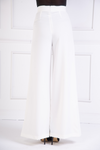 High Waist Wide Leg Pleated Palazzo Pant (Ivory)